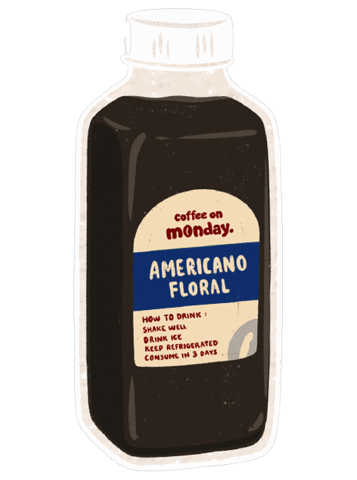 Botol Americano Floral Coffee On Monday