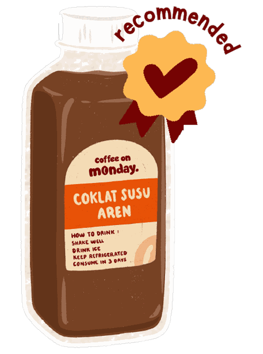 Botol Cokelat Susu Aren Coffee On Monday, menu rekomendasi