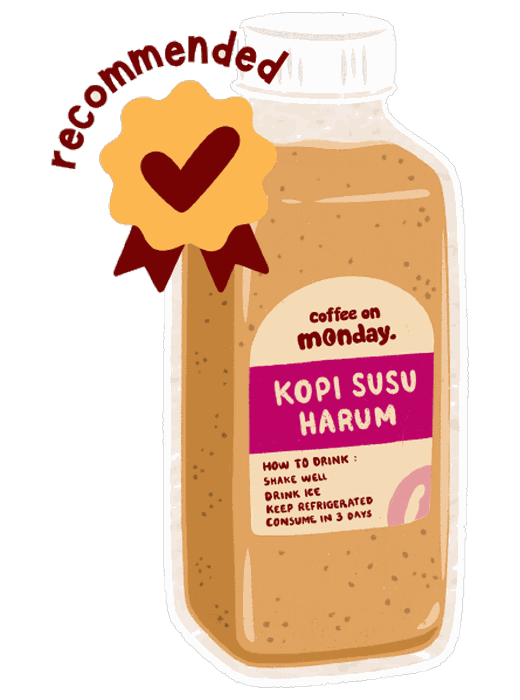 Botol Kopi Susu Harum Coffee On Monday, menu rekomendasi